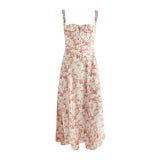 Bangpaice Women's Sexy Bare Backs With Sling Dress Holiday Break Flower Fork Long Skirt