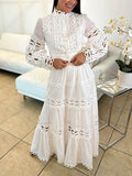 Bangpaice Retro High-End Two Sets Of 2025 Spring New Hollow Lace Top High Waist Half Skirt Suit Woman