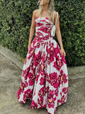 Bangpaice Beautiful Dress 2025 Spring New Fashion Print Folding Bras Slimming Thin Open Fork Dress Women's Trend
