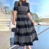 Bangpaice 2025 New French Retro Heavy Industry Embroidery Stand To Receive The Waist Show Thin Dress Women's Evening Dress Dress